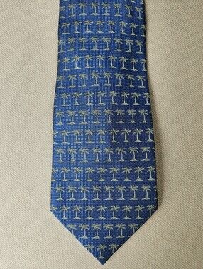 Tommy Bahama Blue Tie with Light Green Palm Pattern